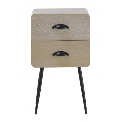 Mesita 2 Cajones Madera Natural