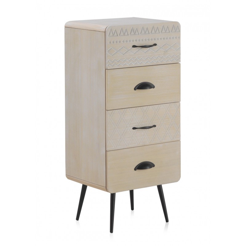 Mesita 4 Cajones Madera Natural
