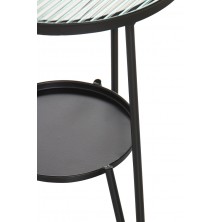 Mesa Auxiliar Cristal Patas Metal