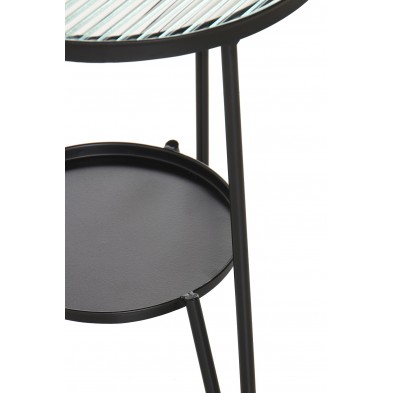 Mesa Auxiliar Cristal Patas Metal