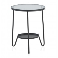 Mesa Auxiliar Cristal Patas Metal