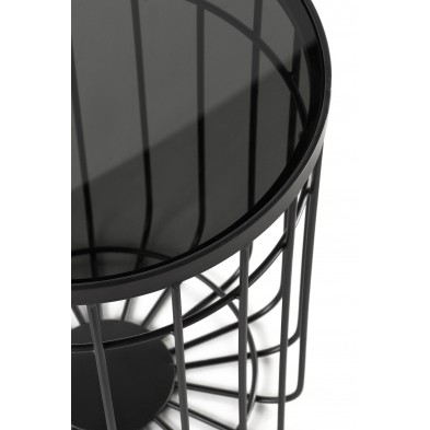 Set 2 Mesas Auxiliares Cristal Patas Metal