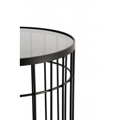 Set 2 Mesas Auxiliares Cristal Patas Metal