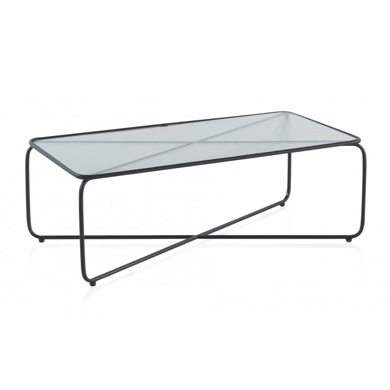 Mesa Centro Cristal Patas Metal