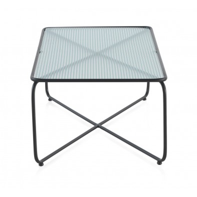 Mesa Centro Cristal Patas Metal