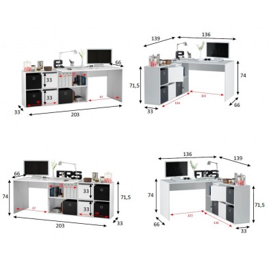 Mesa Escritorio Adapta Plus Reversible 2 Puertas / 4 Huecos
