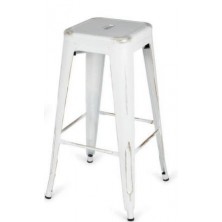 Taburete Tolix Metal Blanco Vintage