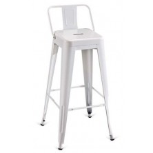 Taburete Tolix Metal Blanco Con Respaldo
