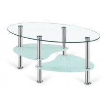 Mesa Centro Brandy Cristal Patas Cromado