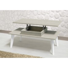 Mesa Centro Elevable M-181 Oregón/Patas Blanco