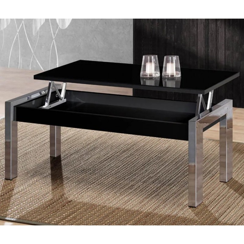 Mesa centro elevable negra con forma - Diseños de muebles - Artikane