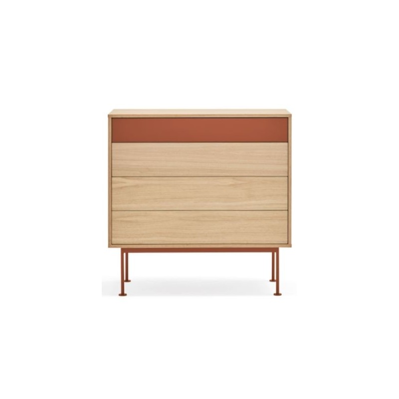 Cómoda Yoko 4 Cajones Roble/Teja