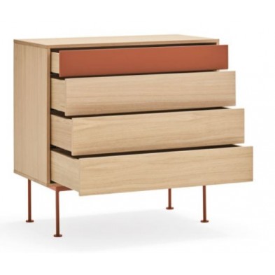 Cómoda Yoko 4 Cajones Roble/Teja