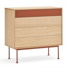 Cómoda Yoko 4 Cajones Roble/Teja