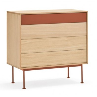 Cómoda Yoko 4 Cajones Roble/Teja