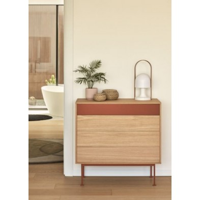 Cómoda Yoko 4 Cajones Roble/Teja