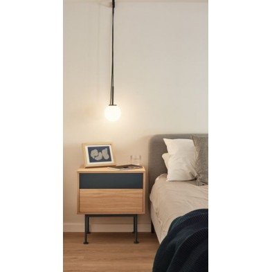 Mesita Noche Yoko 2 Cajones Roble/Gris Antracita