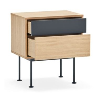 Mesita Noche Yoko 2 Cajones Roble/Gris Antracita