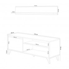 Mueble TV Kikua Con Estante Roble Canadian/Blanco