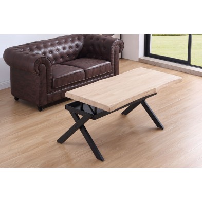 Mesa Centro Elevable Xena Tapa Forma Roble Nordish/Negro