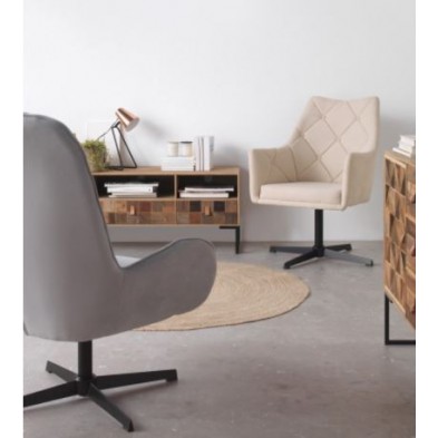 Sillón Giratorio Tapizado Beige