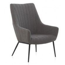 Sillón Tapizado Gris Patas Metal 