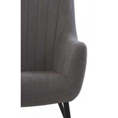 Sillón Tapizado Gris Patas Metal 