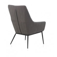 Sillón Tapizado Gris Patas Metal 