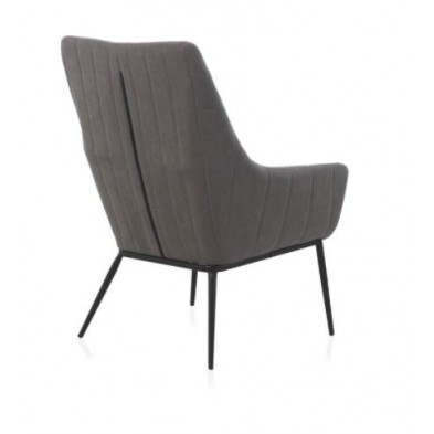 Sillón Tapizado Gris Patas Metal 