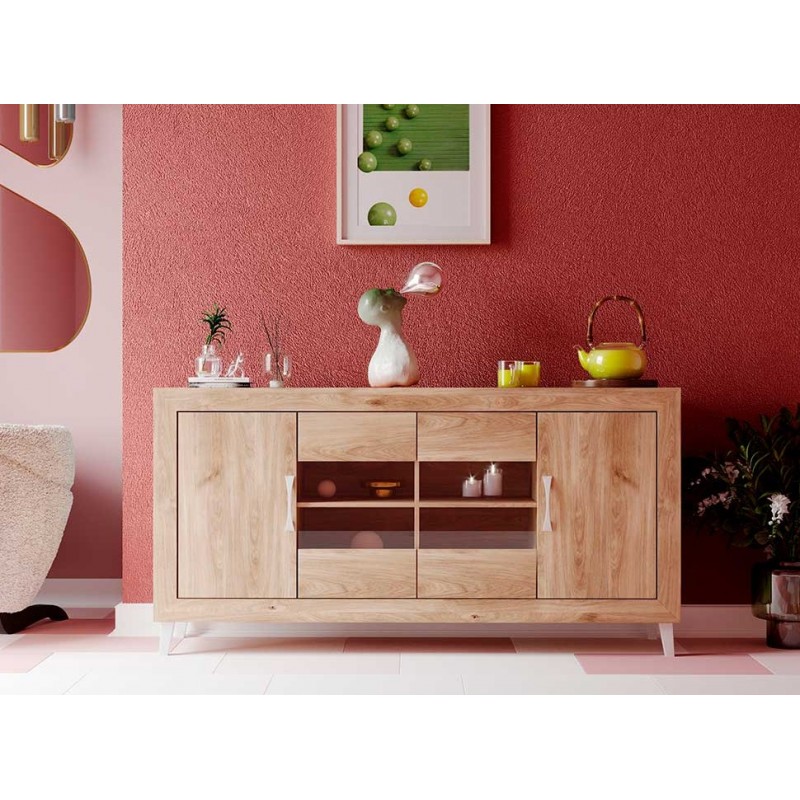 Aparador Niza Roble Tirador Standar Blanco 160x80x42 cm