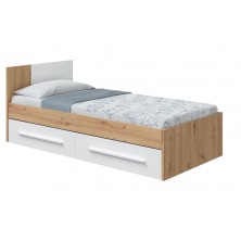 Cama Noa Con Cabezal + 2 Cajones Roble Nodi/Blanco Artik 