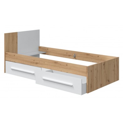 Cama Noa Con Cabezal + 2 Cajones Roble Nodi/Blanco Artik 