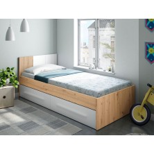 Cama Noa Con Cabezal + 2 Cajones Roble Nodi/Blanco Artik 