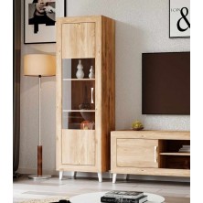 Vitrina 1 Puerta Niza Roble Tirador Standar 60x190x42 cm