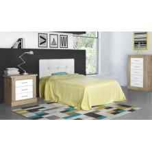 Dormitorio Juvenil Chellen Cabecero Tapizado Cambria-Blanco