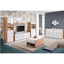 Estante Molise Roble Artisan/Cristal Blanco