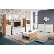 Vitrina Alta Molise Roble Artisan/Cristal Blanco