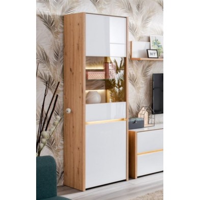 Vitrina Alta Molise Roble Artisan/Cristal Blanco