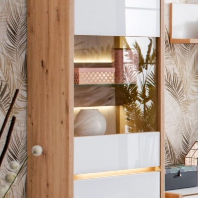 Vitrina Alta Molise Roble Artisan/Cristal Blanco