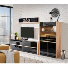 Vitrina Baja Molise Roble Artisan/Cristal Negro