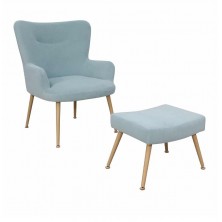 Butaca Indo Azul Cielo Patas Madera